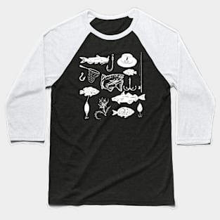 Fishing Doodles Baseball T-Shirt